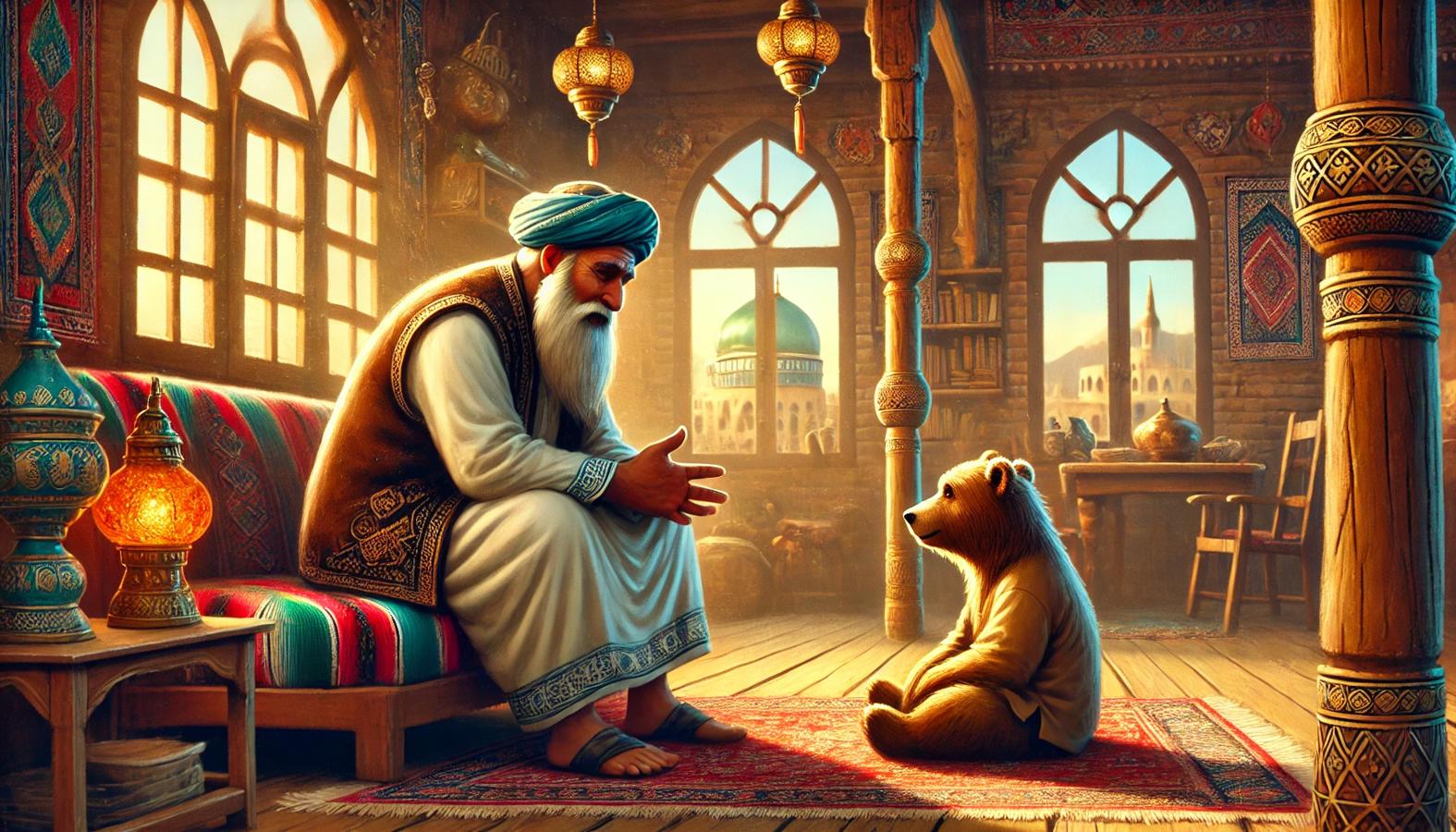 Abbas sitting at home, confiding in his wise father.