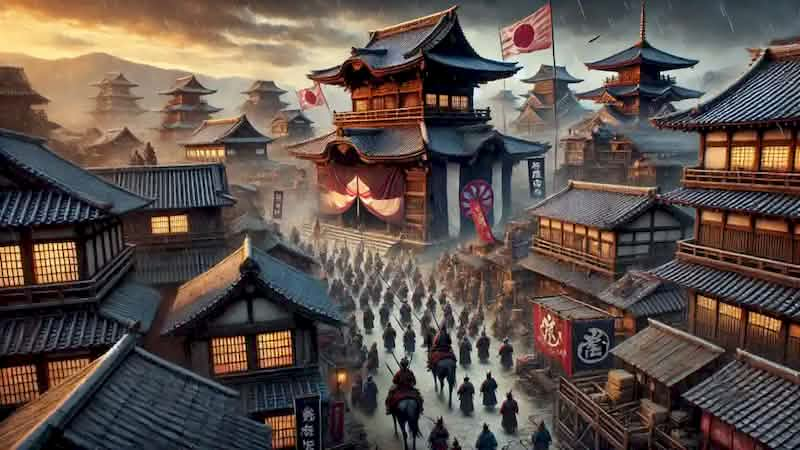 Minamoto forces siege Kyoto with Taira's desperate defense.