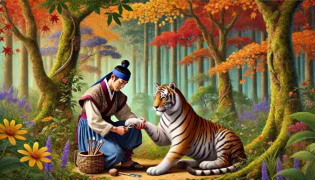 Jin removes the thorn from the tiger