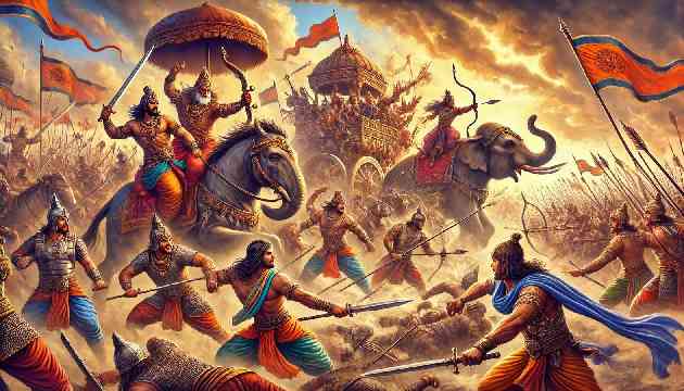 The battle scene in Kurukshetra.