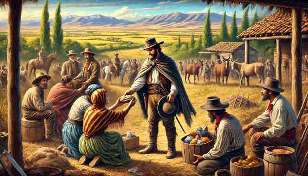 Gauchito Gil aiding the people of Argentina during his time as an outlaw.
