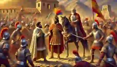 The capture of Atahualpa by Francisco Pizarro and the Spanish conquistadors.