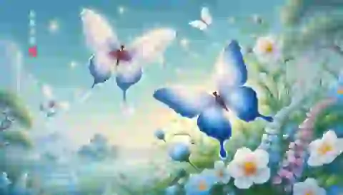 Two butterflies flutter gracefully around each other, symbolizing Yingtai and Shanbo