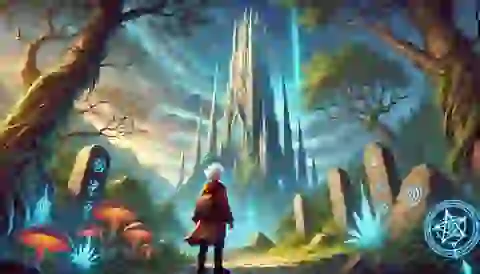 Young apprentice Lukas stands in front of the Sorcerer