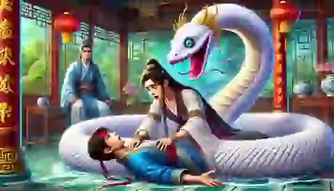 Xu Xian sees Bai Suzhen’s true form.