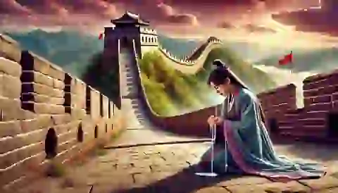 Meng Jiangnu weeping at the Great Wall.