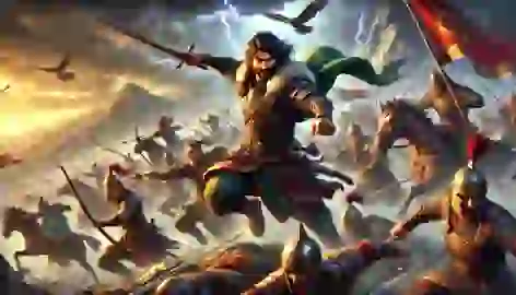 Köroğlu leads his men into battle against a massive army during the intense Battle of Mount Ararat.