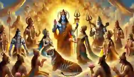 Vishnu blessing Shiva and Parvati