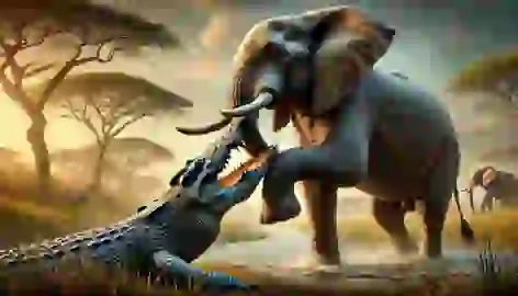 The Crocodile biting the Elephant