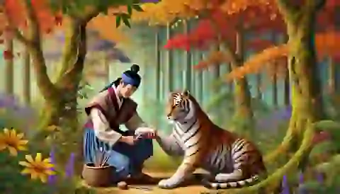 Jin removes the thorn from the tiger