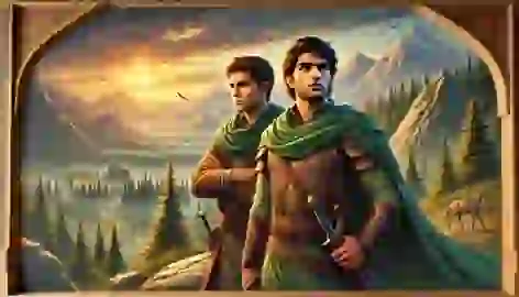 Mehr and Bahram stand at the edge of Persian wilderness, ready for their journey.