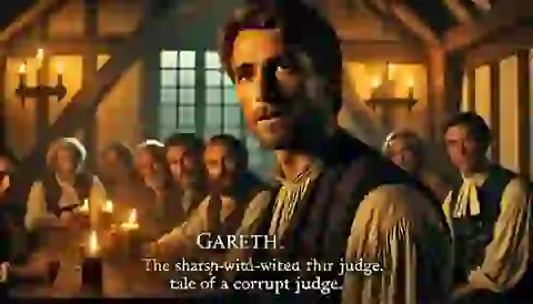 Gareth narrating the story of the corrupt judge.