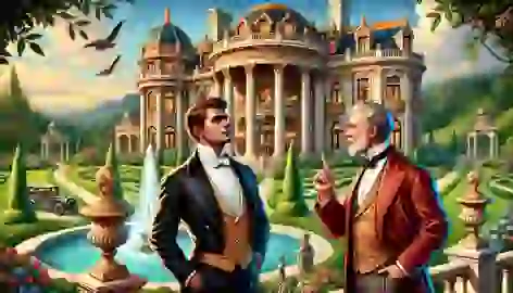 Percy Washington shows the grand mansion to John, who looks astonished by the vast, opulent estate.