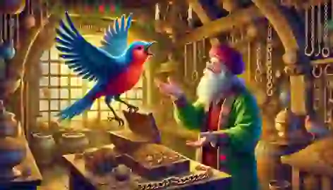 Bird visiting a goldsmith