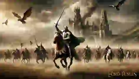 The armies of Rohan charge into battle with King Théoden leading them against the dark forces threatening Minas Tirith.