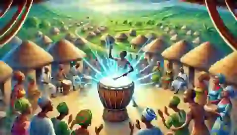 The Magic Drum being played in the village of Eziama.