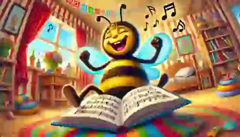 Child buzzing and flapping arms as a “singing bee.”