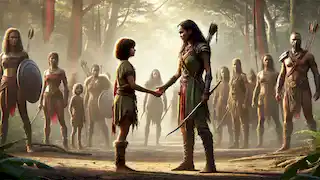 Yara extends her hand to Zara in a gesture of unity after their final duel, symbolizing the tribe's future.