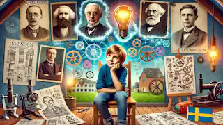 Erik imagines himself as an inventor, inspired by historical Swedish inventors like Alfred Nobel and Lars Magnus Ericsson.