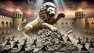 The Stone Lion of Shiraz crushes enemy forces during a fierce battle to protect the city from invasion.