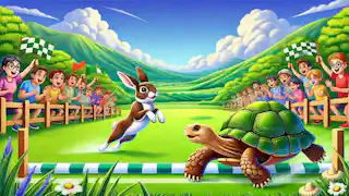 The tortoise crosses the finish line ahead of the hare.