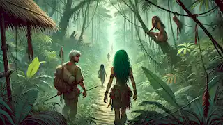 Aline, a young shaman, and Yara journey through the dense Amazon jungle, facing numerous challenges.