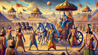 The Pandavas preparing for war.