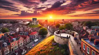 A sunset view from Clifford's Tower in York.