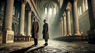 Inside the Church of Saint-Sulpice, Langdon and Sophie examine a symbol on the floor, shrouded in mystery.