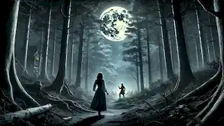 Marisol walks through the forest at night, following the sound of Yacy Yateré's flute under the moonlight.