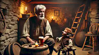 Seamus McLeary catching Fergal O’Conor drinking ale inside his cozy, candlelit cottage.