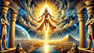 Ra ascends into the sky, becoming the sun, leaving the governance of Earth to the other gods.