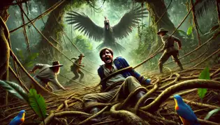 Diego is ensnared by living jungle vines as the Mbói Tu’i looms, while Miguel and Dr. Cárdenas watch in horror.