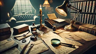 A glimpse into Holmes’s meticulous examination of royal correspondence and ciphered notes.