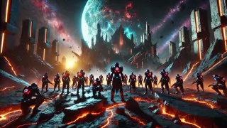 Epic showdown with the towering Evil Power Master wielding dark energies
