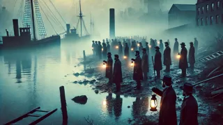 Verfärbtes Wasser des Hudson River, an dem Maries ROGET-Leiche bei Dämmerung gefunden wurde