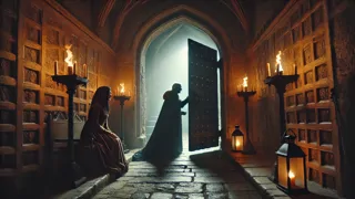 La Princesa Anya rescata al Rey Mikhail en una fuga iluminada por antorchas a través de la mazmorra.