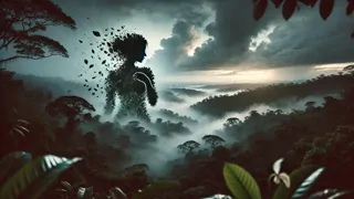 Donner grollt dröhnend durch den dichten Dschungel, während Madremonte in den Nebel eintaucht.