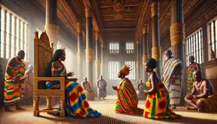 Queen Mother Yennaba mediating a dispute in the royal court of Nalerigu, Ghana.