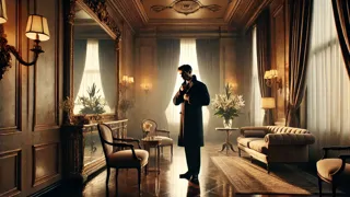 Paul bewundert sein Spiegelbild in dem kunstvoll verzierten Spiegel einer luxuriösen Hotelsuite.