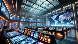 Neon-lit control panels mapping energy fluctuations across the globe