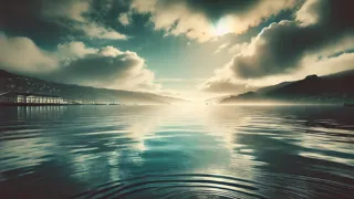 Muelle soleado de Wellington, reflejando nubes en aguas tranquilas