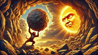 the monkey sealing a cave entrance to trap the sun for the first trial