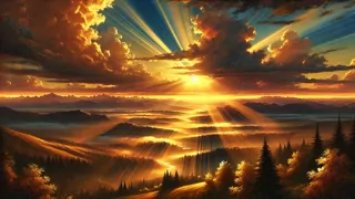 Helle Sonnenstrahlen ziehen in Streifen durch den Morgendhimmel, während die Welt erwacht.