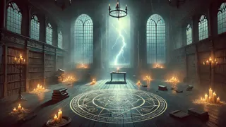 La dernière nuit de Faustus : orage, amis terrifiés, Méphistophélès dans une gloire infernale.