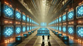 A clandestine underground lab with humming power conduits and hidden machinery