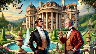 Percy Washington shows the grand mansion to John, who looks astonished by the vast, opulent estate.