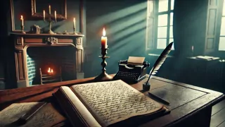 Un libro de contabilidad abierto con escritura a mano que detalla crecientes deudas bajo la luz parpadeante de una vela.