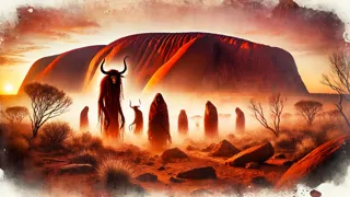 Uluru ao amanhecer, envolvendo-se de energias ancestrais dispersas