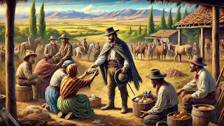 Gauchito Gil aiding the people of Argentina during his time as an outlaw.